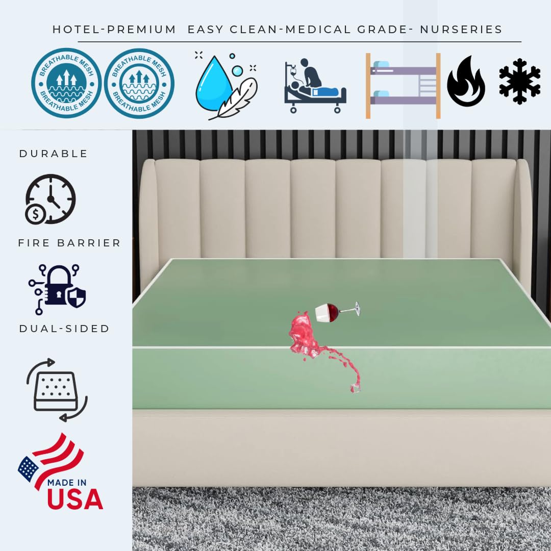 Waterproof Mattress,Cooling Foam Plush Firm Bedwetting flippable White Noise,Easy to Clean,Durable Soft Vinyl Sealed Seams Hospital Bed Mattress,Camping (7", Twin)