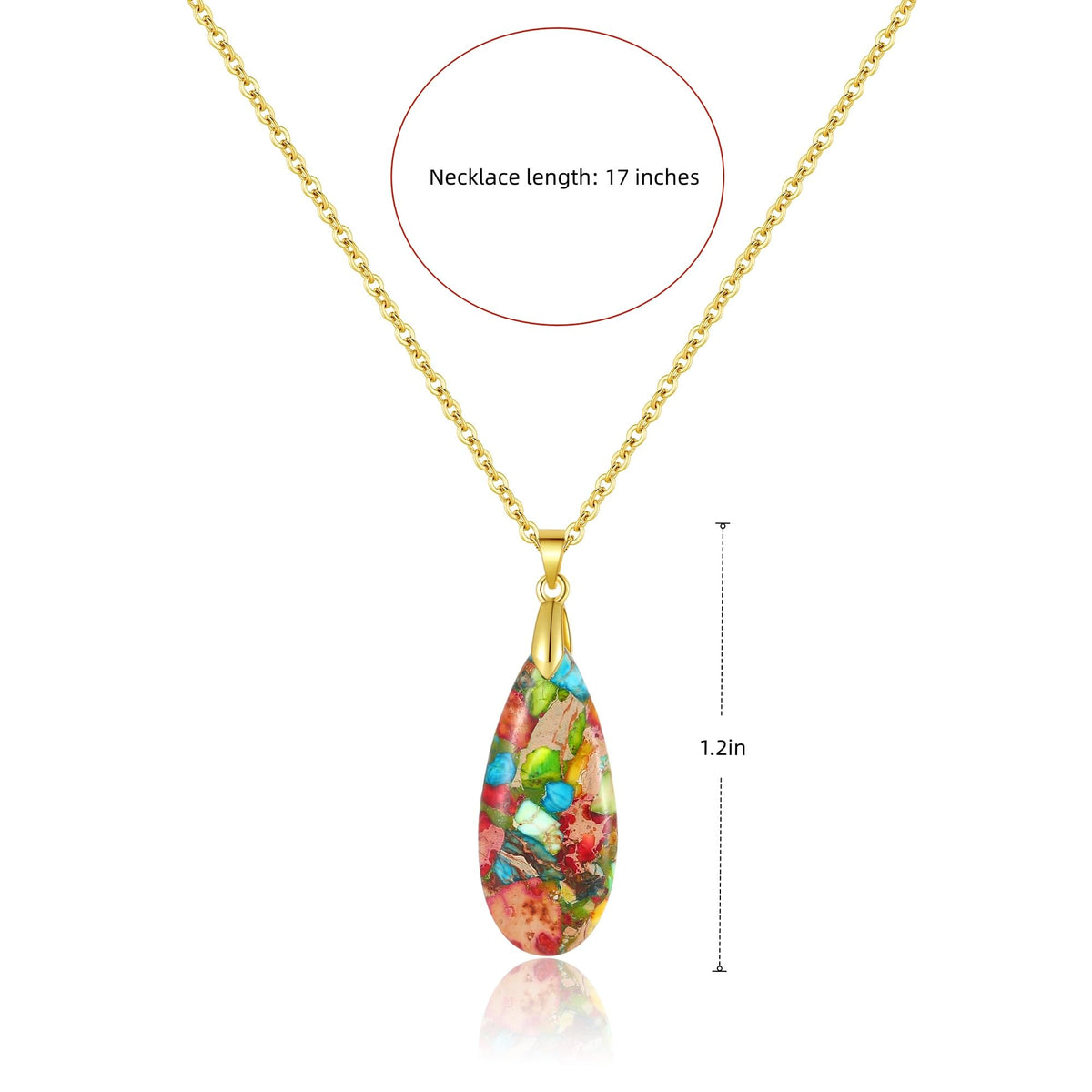 Sriomu Natural Stone Chain Necklaces (Colorful - Gold)