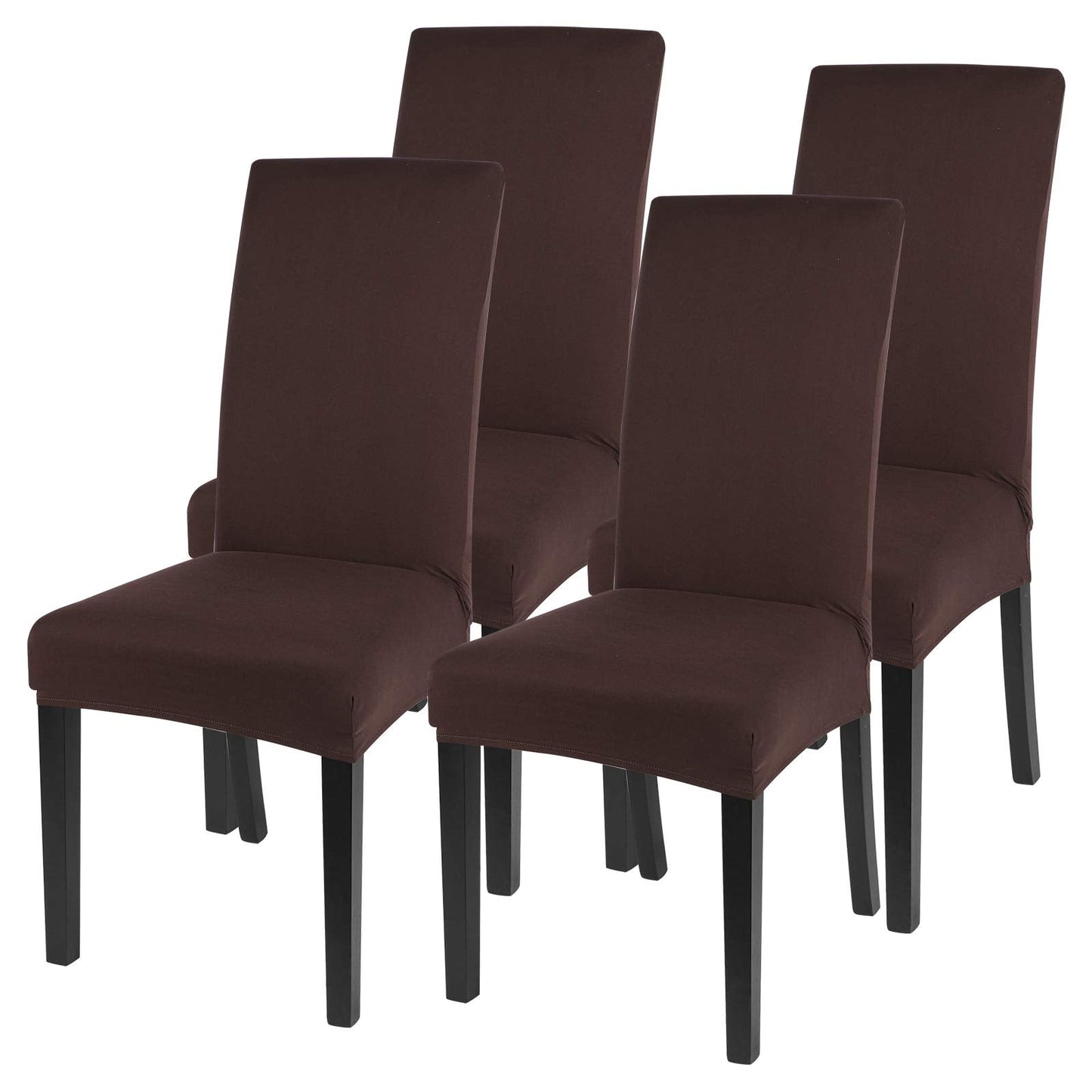 SearchI Chair Covers for Dining Room Set of 4, Stretch Solid Color Kitchen Parsons Chair Covers Washable Spandex Dining Chair Slipcovers Seat Protector for Hotel,Banquet,Ceremony (Chocolate)