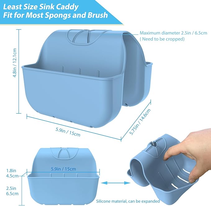 Sponge Holder for Kitchen Sink, Silicone Sink Saddle Caddy Organizer Rack