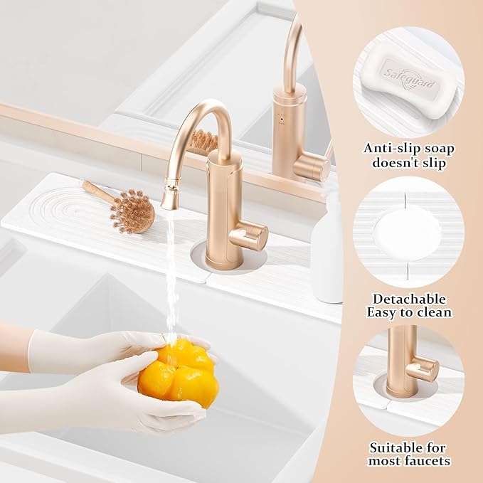 Faucet Mat for Kitchen Sink, 15.7" Quick Absorbent Diatomite Fast Drying Stone