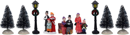 Resin Christmas Village Set with Figurines, Houses, and Accessories – Perfect for Indoor Holiday Decor and Snow Village Displays