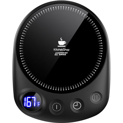 KitchekShop Coffee Mug Warmer - Fastest Heating & Highest Temperature, Coffee Cup Warmer for Desk Auto Shut Off, 4 Temp Settings & 1-12H Timer, Smart Electric Beverage Warmer for Coffee, Tea (Black)