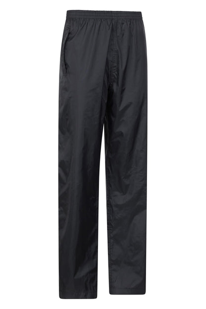 Mountain Warehouse Pakka Womens Waterproof Over Trousers - Packaway Bag, Breathable Rain Pants, Hook & Loop Ankle Opening Ladies Rainwear - for Spring Summer & Outdoors Black Women's Size 12