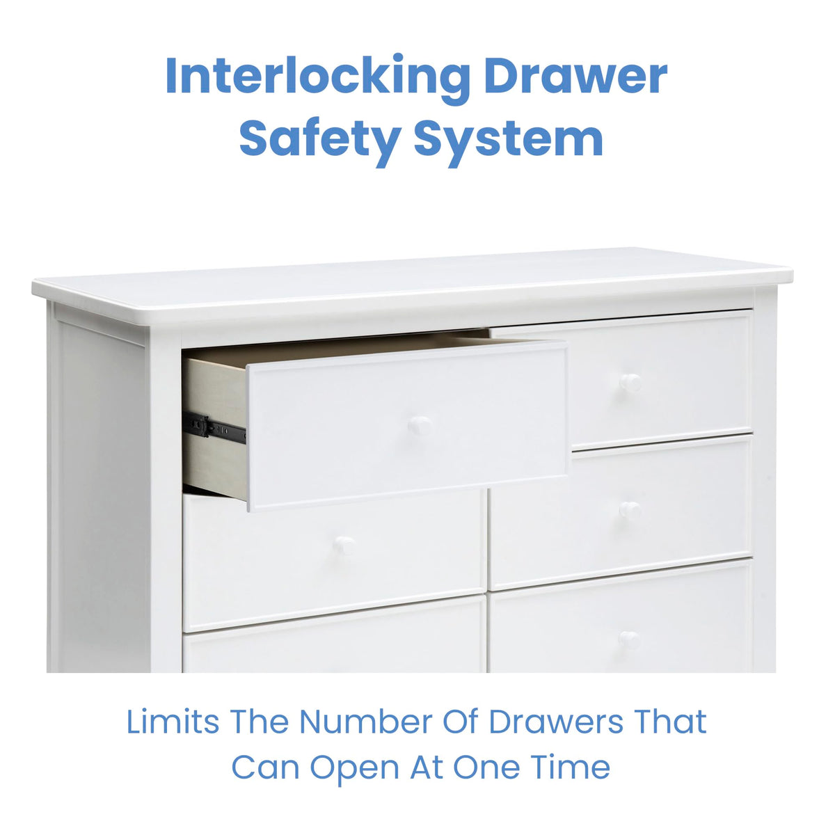 Delta Children Haven 6 Drawer Dresser with Interlocking Drawers - Greenguard Gold Certified, White