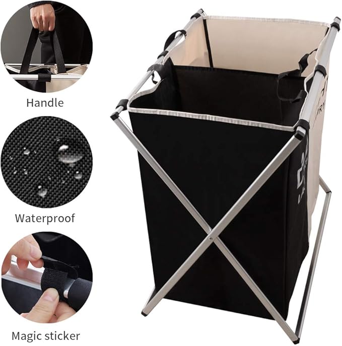 Nicesail Laundry Basket 2 Section Hamper Washing Storage Basket Bag, Folding
