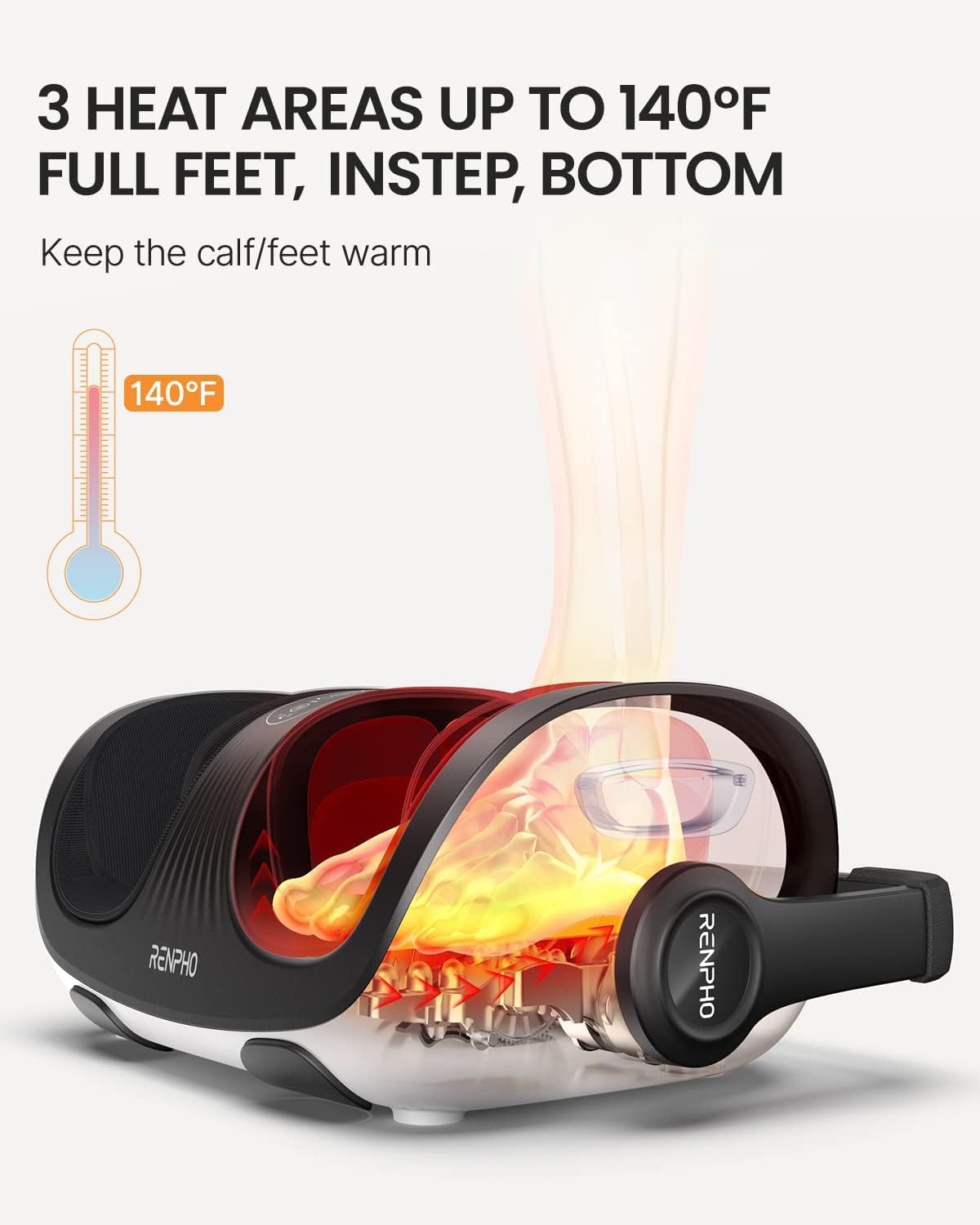RENPHO Shiatsu Foot Massager with Heat, FSA HSA Eligible, Foot and Calf Massager Focus on Feet Health, Deep Kneading Massage for Plantar Fasciitis Relief, Fits Size up to 14, Fathers Day Dad Gifts