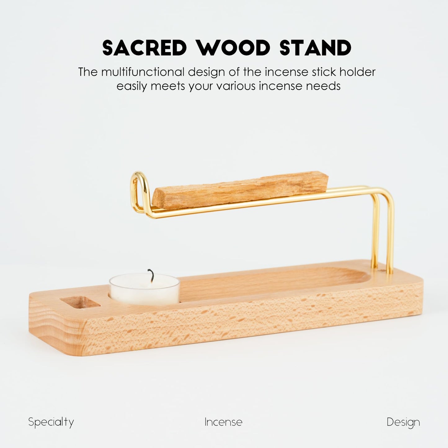 Incense Holder for Burning Palo Santo & Sage Sticks (Standard, Wooden Palo Santo and Sage Burner)