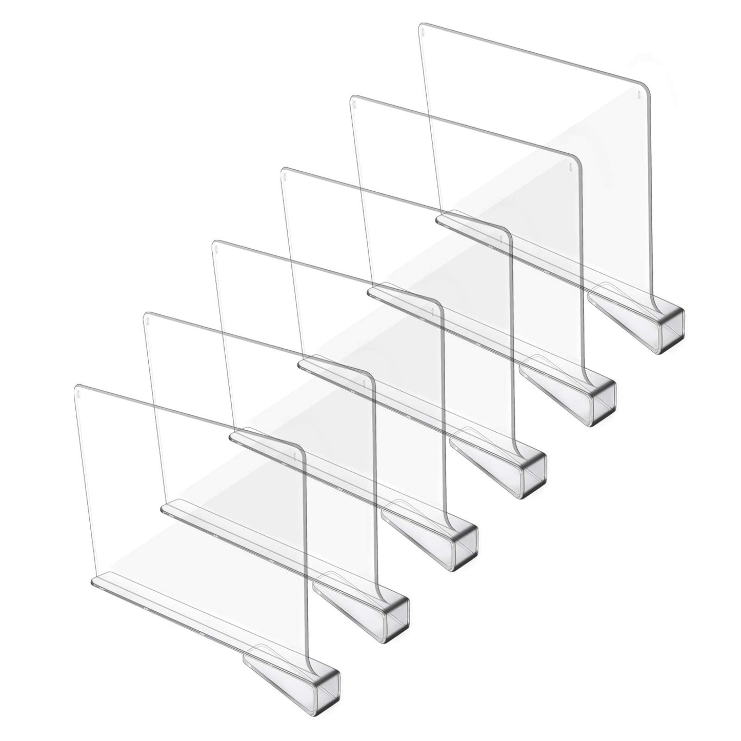 Hmdivor Acrylic Shelf Dividers for Closet Organization, Closet Shelf Organizer Closet Separator for Wood Shelves Clear Shelf Dividers for Closets (6 Pack)