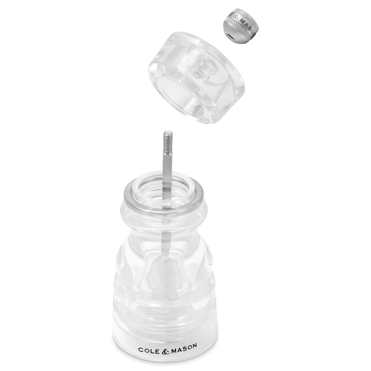Cole & Mason London Acrylic Shaker Gift Set - Refillable Salt & Pepper Grinder with Adjustable Grinding Mechanism - Acrylic, 5" Salt & Pepper Gift Set