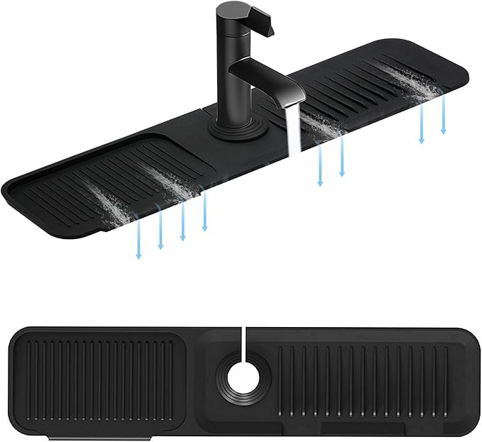 5° Slope Kitchen Sink Faucet Mat, Kitchen Sink Splash Guard, Silicone Material