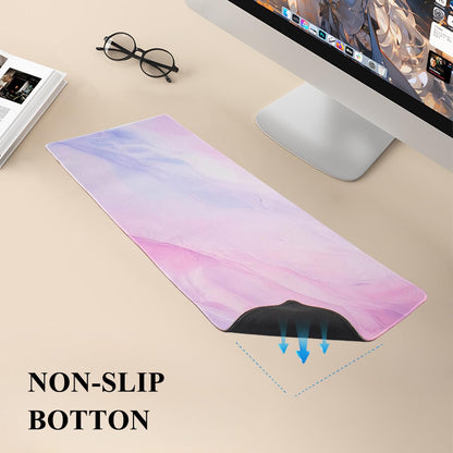Gaming Desk Mat with Keyboard Wrist Rest Set, 4 in 1 Large Mouse Pad & Cloud Keyboard Wrist Rest& Mouse Wrist Rest&Coaster, Comfort and Support for Typing and Gaming(Purple Gradient)