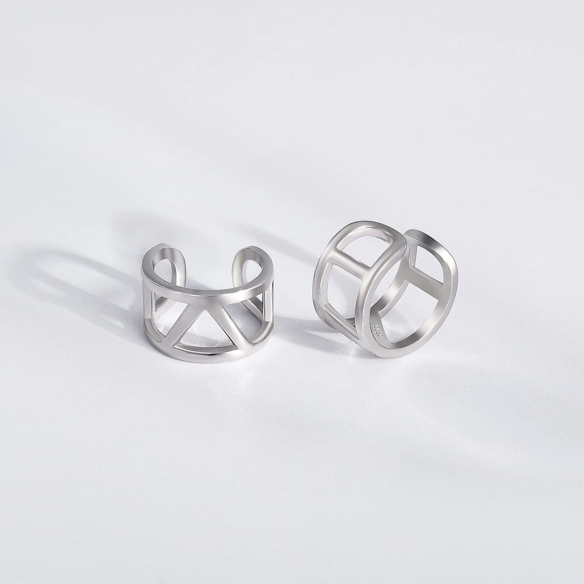 Ear Cuffs 925 Sterling Silver Geometric Shaped Ear Cuffs Set Fake Conch Wide Ear Cuff Earrings Non Piercing for Women Adjustable