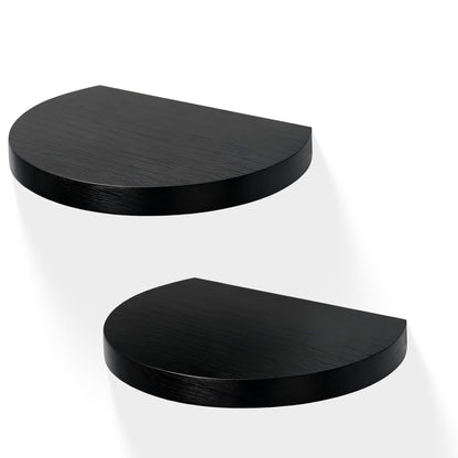MITREL Small Wood Floating Shelves (2-Pack, 6-inch Diameter) - Round Sturdy Invisible Wall Mount Display for Small Plants,Toys,Bathroom,Living Room Storage & Modern Rustic Décor (Black)
