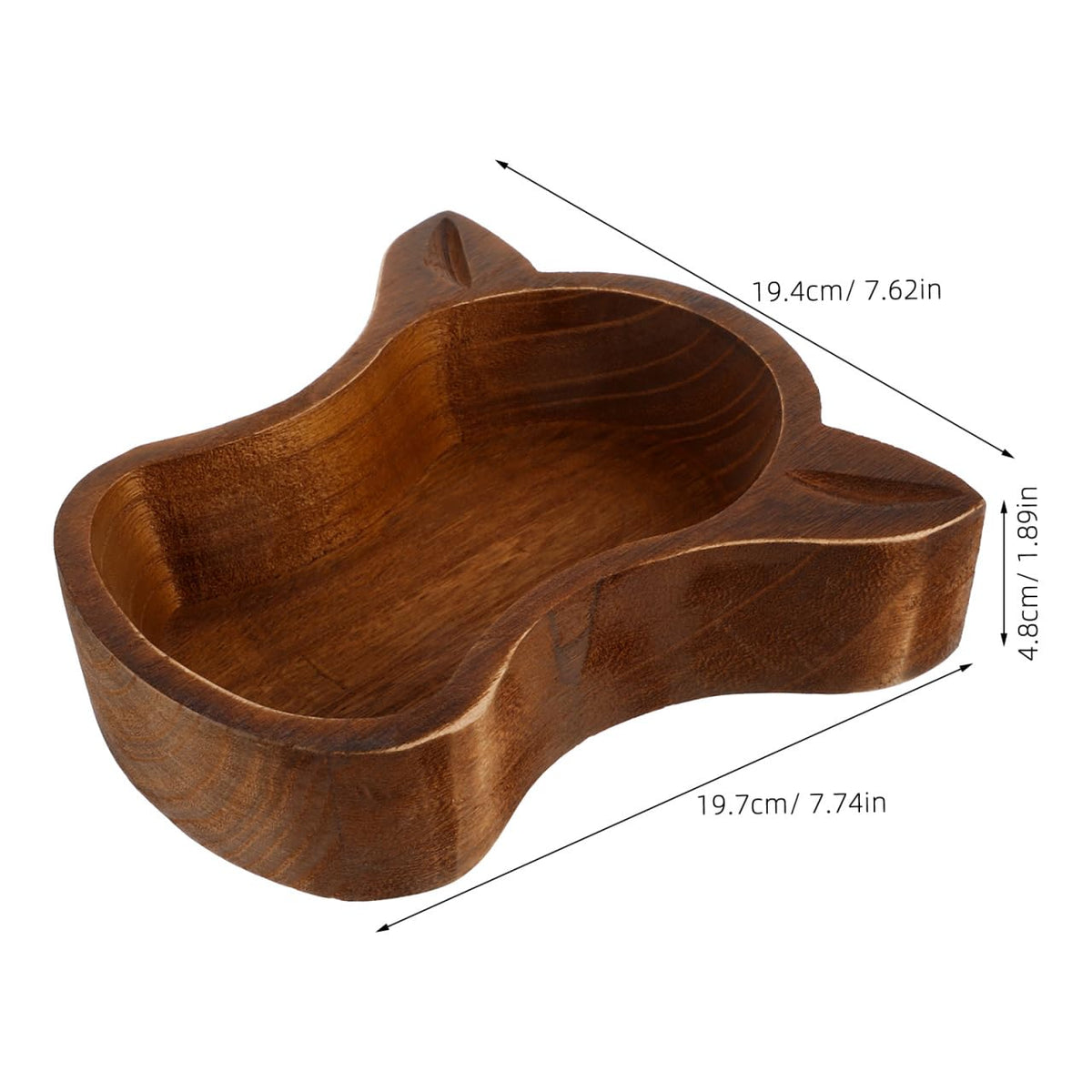 PRETYZOOM Cow Head Wood Serving Bowl 7.75 Inch Rustic Fruit Bowl Nut Dish Decorative Snack Plate for Home Kitchen Dining