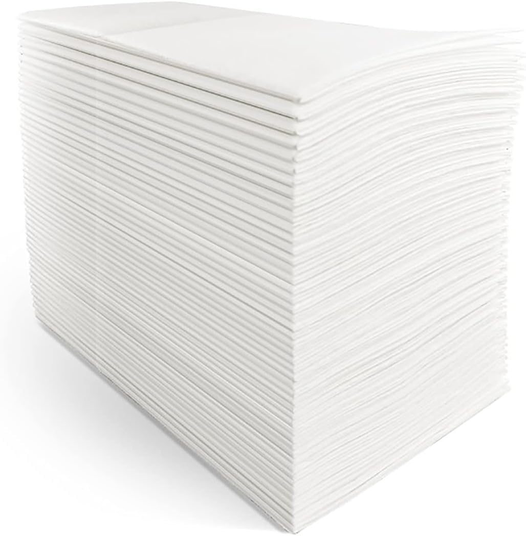 UKEENOR Disposble Dinner Napkins Cloth Like with Built-in Flatware Pocket,Wedding Party Linen Feel White Napkin, Prefolded for Silverware,Pack of 50