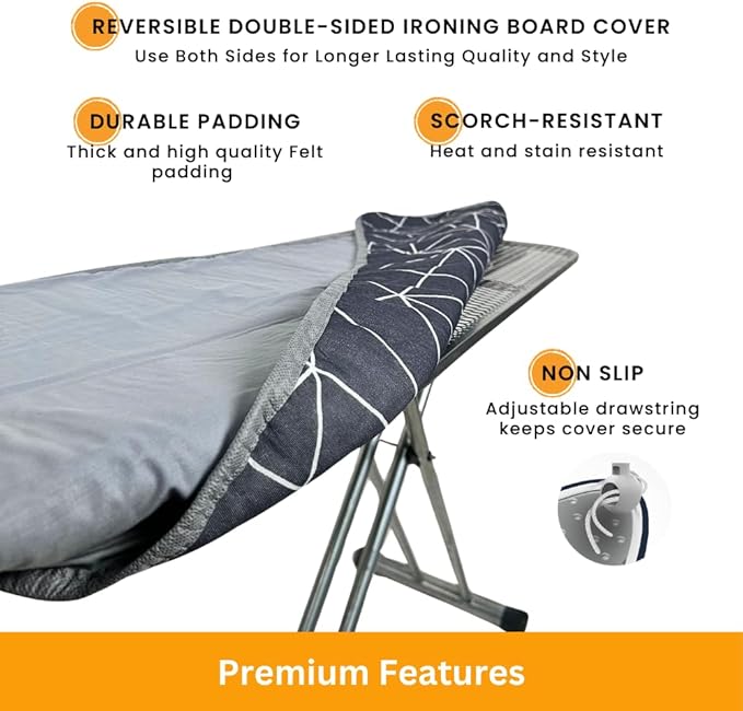 SAVUK Ironing Board Cover and Pad Dual Side X2 Lifetime Double Using Heavy Duty