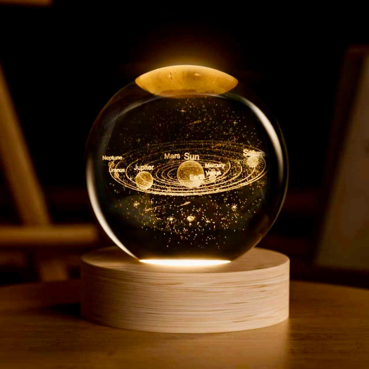 3D Solar System Crystal Ball, 2.4inch Universe Gifts Decorative Quartz Glass Ball, Space Laser Engraved Model Astronomy Decor, Paperweight Physics Display Sculpture Home Decor Crafts for Friends
