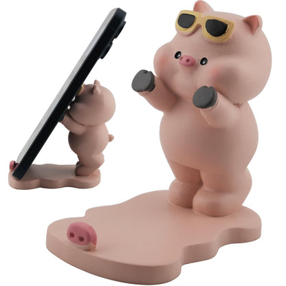 Meroqeel Cartoon Pig Cell Phone Stand for Desk, Cute Pig Strawberry Statue Phone Holder for Lovely Women Girls, Desktop Animal Figurine Mount for iPhone iPad Office Tablet Accessories Gifts, Pink