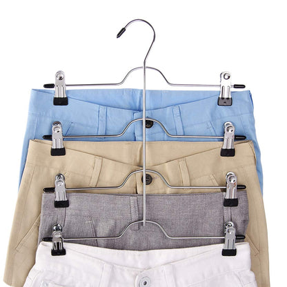 Tosnail 4 Pack 4 Tier Skirt Pants Clothes Hanger with Non Slip Clips, Space Saving Closet Organizer for Trouser, Slack, Jeans, Towels