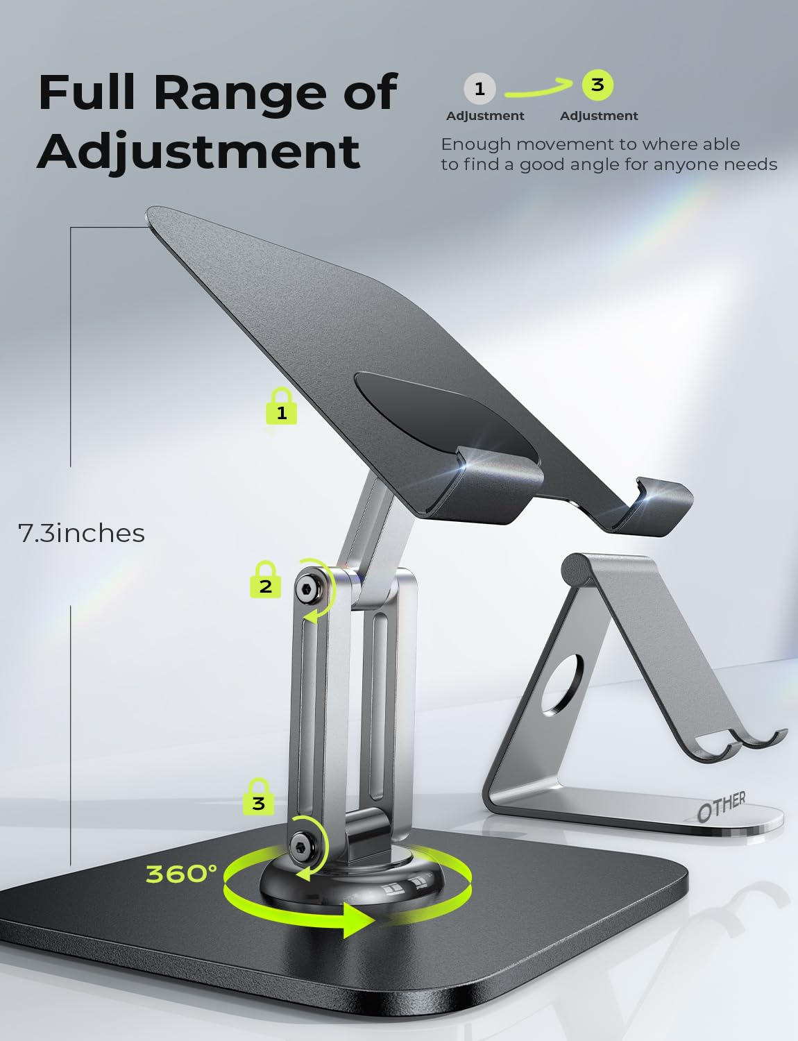 LISEN for iPad Stand Holder Adjustable Tablet Stand for Desk, 2025 for iPad Accessories for Computer Accessories Holder for Desk Kindle Table Mount/Monitor/PS/Switch iPhone 12.9"-4.7" (Sliver)