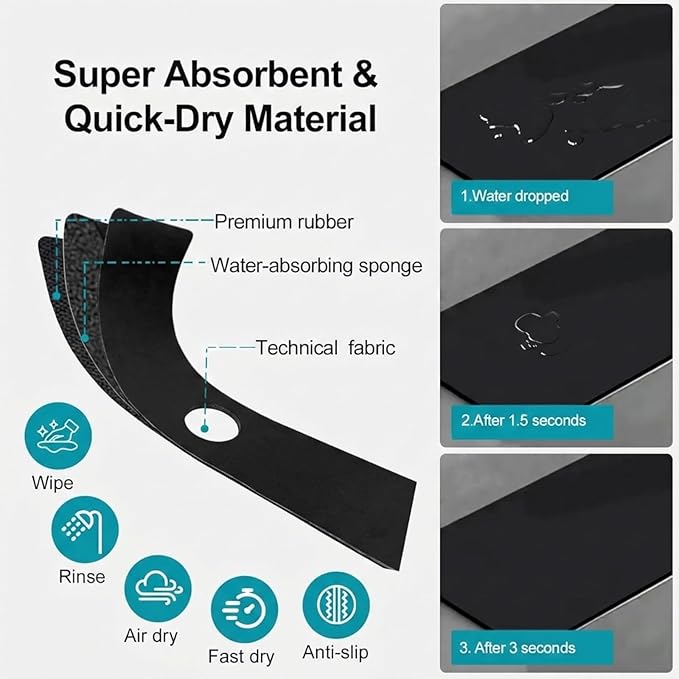 33" Lx5.5 W Long Kitchen Sink Faucet Mat: Customizable Black Splash Guard