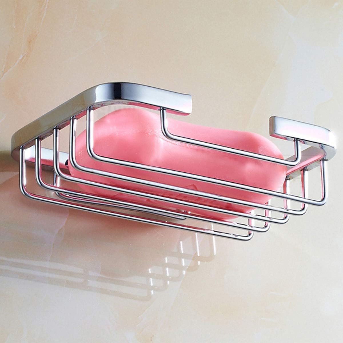 ThinkTop Wall Mounted Soap Dish for Shower Solid Brass Chrome Finished Soap Basket Bathroom & Kitchen, Self Draining Bar Soap Holder, Silver