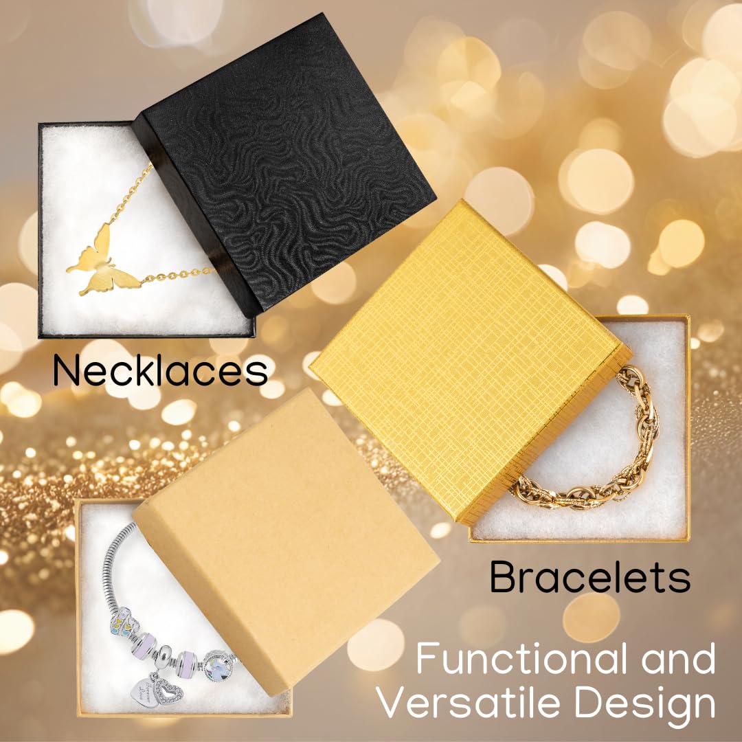 Prestige & Fancy Jewelry Gift Boxes 6 Pack 3.5x3.5x1 inch Cardboard Jewelry Box, Cotton Filled Small Gifts Boxes With Lids | For Earring, Bracelet, Necklace, Gift Card Boxes For Presents