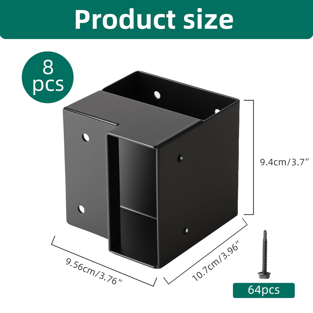 8pcs Heavy Duty Workbench Bracket Kit Carbon Steel 3-Way Right Angle Corner Brackets for DIY Custom Workbench, Shelving, Work Table Fits 2x4 (Actual 1.5"x3.5") Wood Black