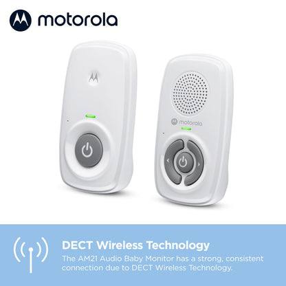 Motorola Nursery AM21/MBP21 Audio Baby Monitor - Digital Baby Monitor with DECT Technology for Audio Monitoring - 300 Meter Range - High Sensitivity Microphone - White