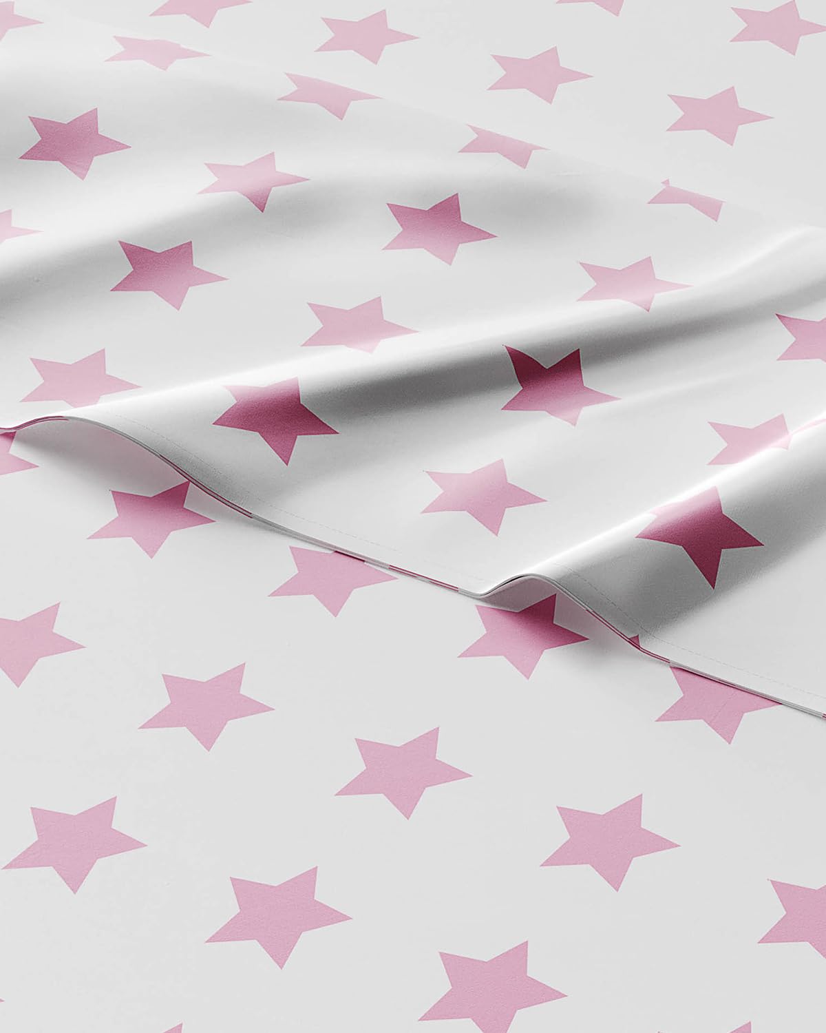 Kids Twin Size Bed Sheet Set - 3 Piece Kids Loft Bed Sheets - Pink Star Sparkle Themed Bedding - Soft, Cute - Breathable and Machine Washable - Cute Easy-Care Bed Set for Boys, Girls, Teens & Toddlers