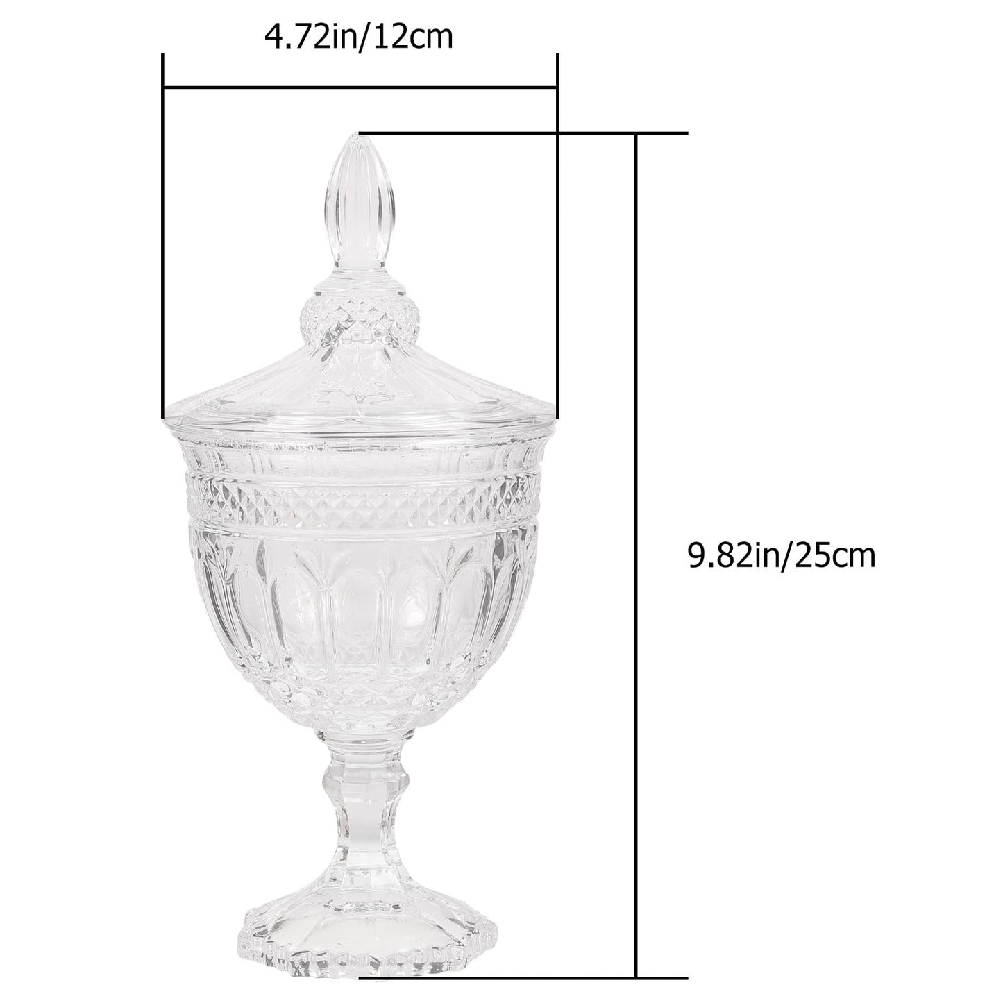 Cabilock European Style Glass Candy Jar with Lid - Crown Embossed Clear Crystal Canister for Candy/Cookies/Chocolate, Decorative Storage Jar for Home Table & Wedding Party