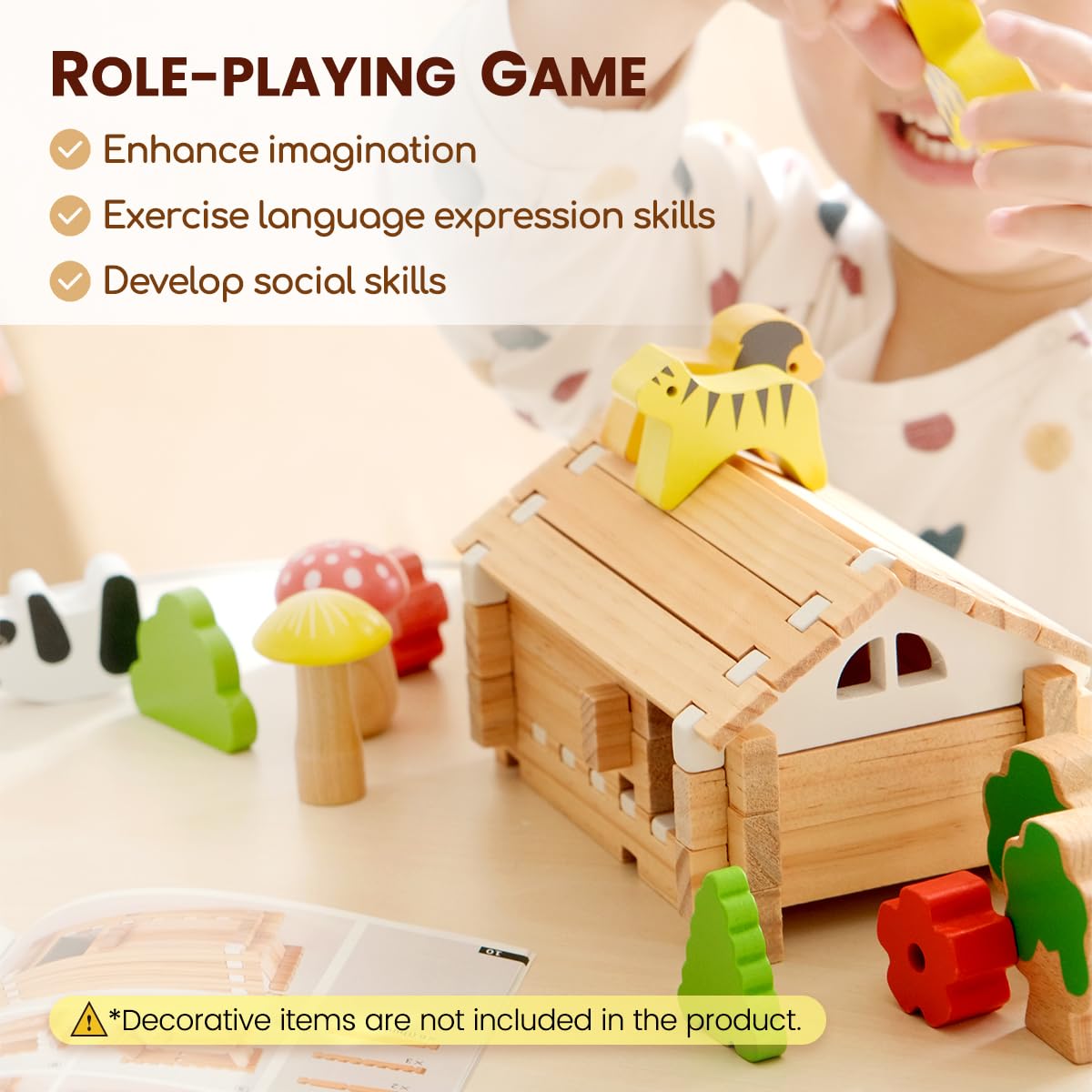 Jovi-mindly＆Notchies 96 PCS Wooden Blocks Wooden Toys with Storage Bag, Preschool Learning Toys Wood Blocks Building for Kids Ages 4-8 Creative Construction Game,FSC Certified,Birthday Toys Gifts