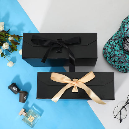 GoooodGift Black Large Gift Box 13x11x5.3 Inches,Luxury Gift Wrap Box with Lid Magnetic Closure, Rectangle Collapsible Boxes for Gift Packaging (Glossy Black)