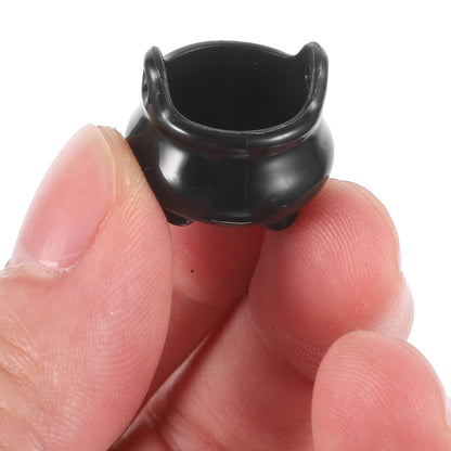 Garneck 24Pcs Miniature Halloween Cauldron Mini Black Witch Boiler Decoration Plastic Dollhouse Furniture for Halloween Carnival Party Decor