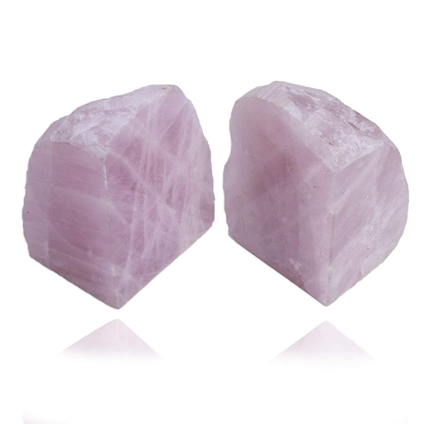 AMOYSTONE Natural Agate Bookends 2-3 lbs & Rose Quartz Book Ends 3-4 lbs for Home Office
