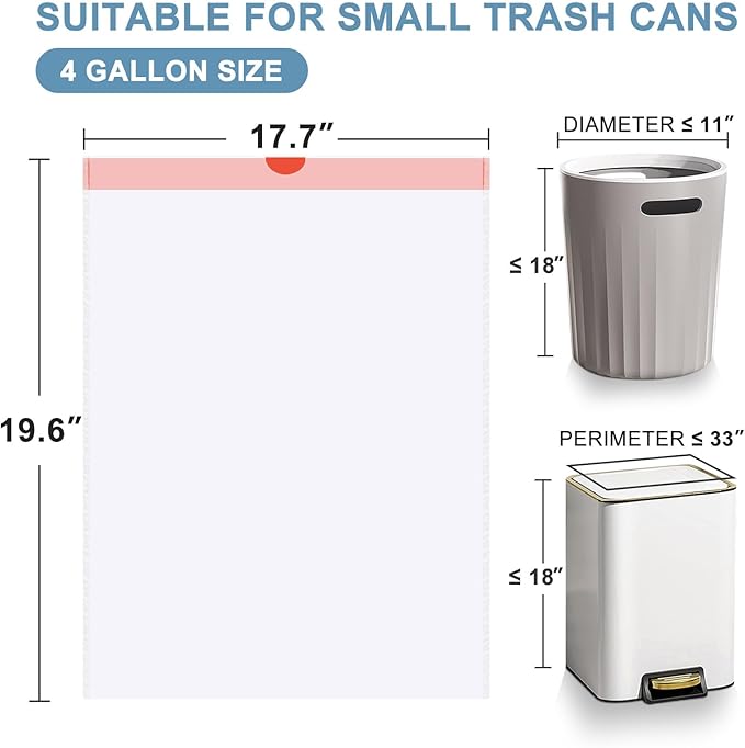 Small Garbage Bags 120 Count, JUKFITA Extra Strong 4 Gallon Trash Bags