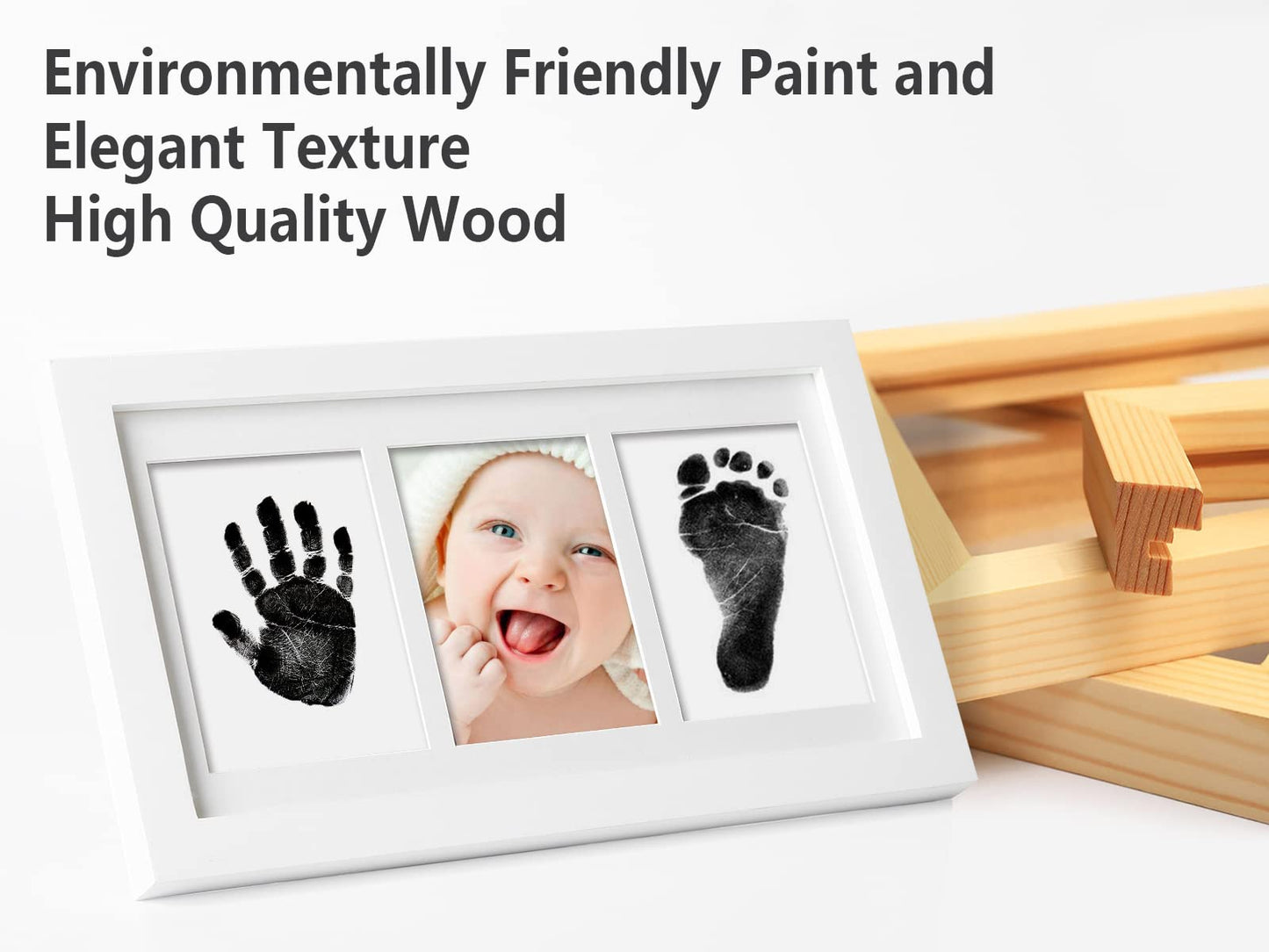 PewinGo Baby Handprint and Footprint Kit, Baby Framed Photo Kit with 100% Clean-Touch Ink Pad for Newborn Baby, Perfect baby gift