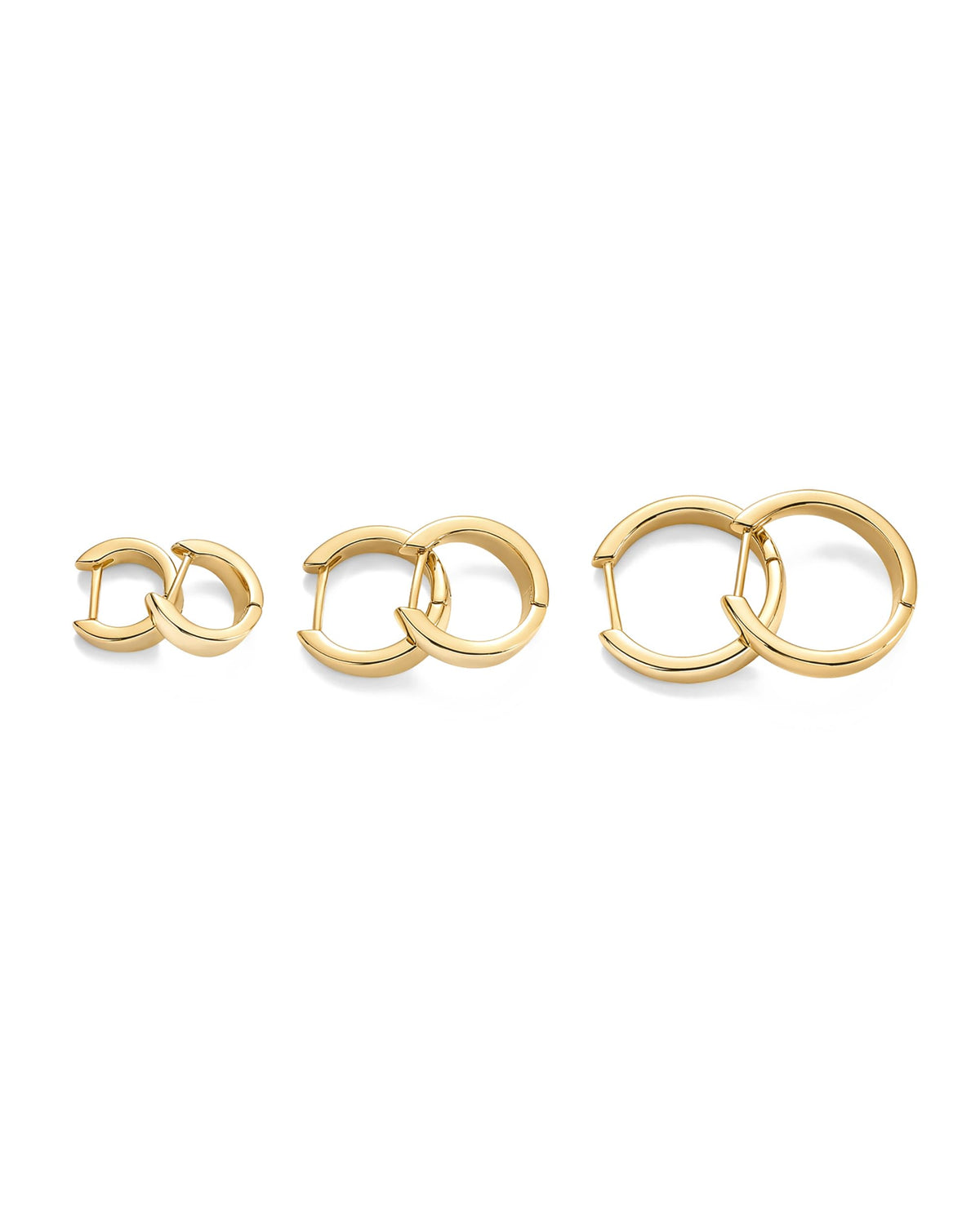 PAVOI 18K Yellow Gold Plated 925 Sterling Silver Posts Three Pairs Small Hoop Earrings for Women - Wide Huggie Earscape Piercing Pack - Gold Hoop Earrings Set