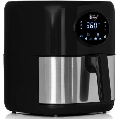 Deco Chef 5.8QT (19.3 Cup) Digital Electric Air Fryer with Accessories and Cookbook- Air Frying, Roasting, Baking, Crisping, and Reheating for Healthier and Faster Cooking (Black)