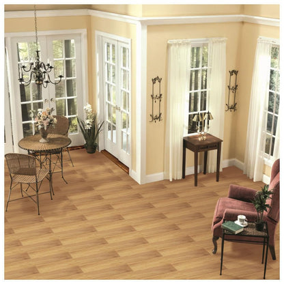 Tivoli II Self Adhesive Vinyl Floor Planks, 10 Pack - 6" x 36", Maple - Peel & Stick, DIY Flooring - Natural Wood Grain Feel for Kitchen, Dining Room & Bedrooms by Achim Home Decor