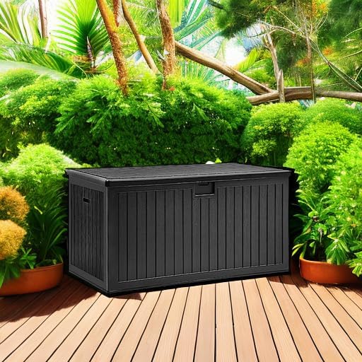 YITAHOME XXL 230 Gallon Large Deck Box,Outdoor Storage for Patio Furniture Cushions,Garden Tools with Flexible Divider,Waterproof,Lockable (Black)
