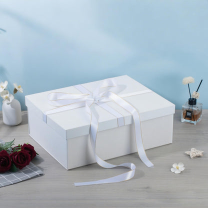 Rinrda Extra Large Gift Box 16.5x13x5.5 inches,White Gift Boxes with Lids for Presents,Perfect for Birthday,Valentine's Day,Christmas,Anniversaries,Contains Card,Ribbon,Shredded Paper Filler.
