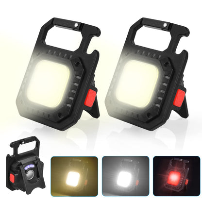 URAQT Mini LED COB Flashlight, 1000 Lumens 500mAh 7 Light Modes Tiny Handheld Keychain Torch, Multifunctional Emergency Keyring Flashlight Rechargeable Work Lights with Folding Bracket Bottle Opener