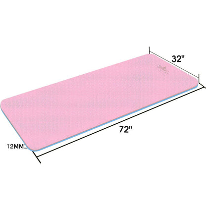 Hatha Yoga Extra Thick TPE Yoga Mat - 72"x 32" Thickness 1/2 Inch -Eco Friendly SGS Certified - With High Density Anti-Tear Exercise Bolster For Home Gym Travel & Floor Outside