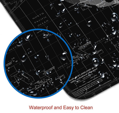 SANWUMIAN Large Gaming Mouse Pad with Stitched Edges, Desk Mat Extended Keyboard Pad, Non-Slip Rubber Base Desk Pad for Laptop, Office, Home, 31.5X11.8 inch Black World Map