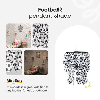 MiniSun | Black and White Football Ceiling Light Shade | Children's Lighting, Home Décor & Improvement Essential | 230mm Shade Width