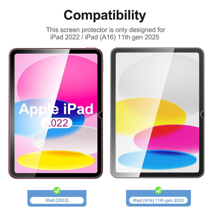 NEW'C 2 Pack Designed for iPad (A16) 11th Generation 2025, iPad 10th Generation 10.9 inches 2022 Screen Protector Tempered Glass, Bubble Free, Ultra Resistant (Easy Installation Frame)