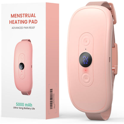 Heating Pad for Period Cramps, Fast Heating with 6 Heat Levels and 6 Massage Modes, Portable Menstrual Heating Pad, Belly Period Massager for Women and Girls, Pink