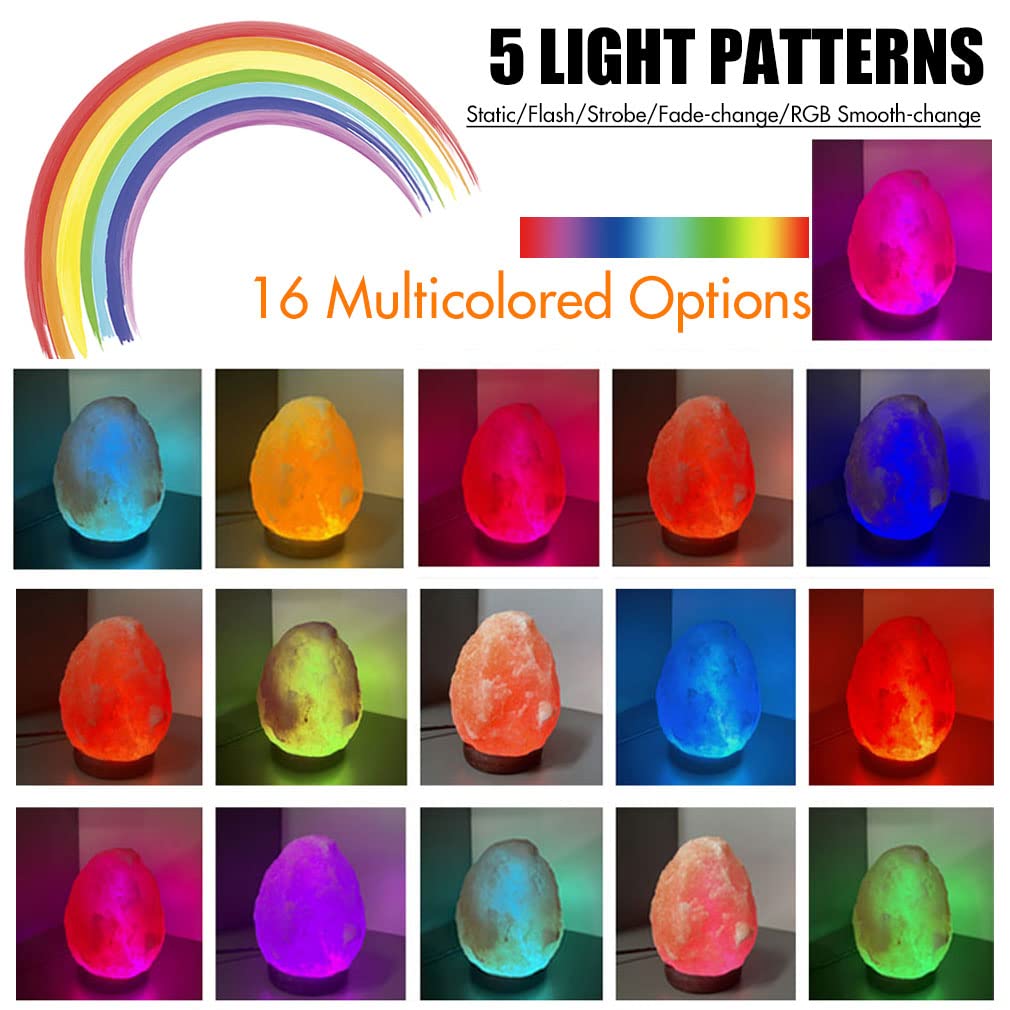 MINGRI Himalayan Salt Lamp Night Light Rock 16 Colors Changing Updated,USB Remote Control Natural Rock Lamp Dimmable Crystal Pink Salt Table Lamps for Office,Home Deco,Yoga,Holiday Gift